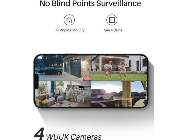 WUUK 2K Solar Security Cameras Wireless Outdoor, 2 Cam-Kit Home Security System, Color Night Vision, Forever Power, No Subscription, 32G Local...