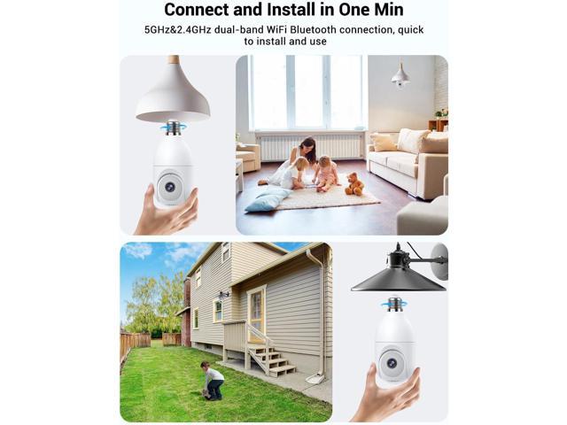 Light Bulb Security Camera Wireless Outdoor Indoor, 5G & 2.4G WiFi Security Cameras with Patrol Function, AI Human Detection, Motion Tracking,...
