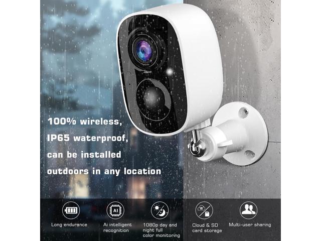 Security Cameras Wireless Outdoor, 1080P Battery Powered 2.4GH WiFi Dog Camera, Porch Camera, Night Vision AI, PIR Motion Detection,2 Way Audio,...