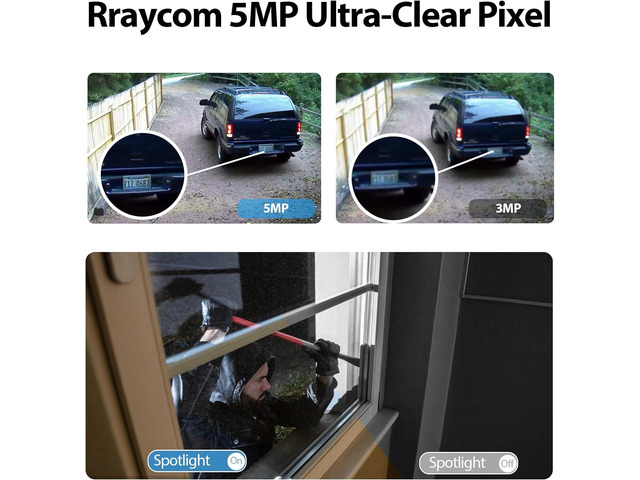 Rraycom 5MP Outdoor Camera Wireless,2560X1920p Battery Powered WiFi Surveillance Camera for Home Security System with Siren Alarm, AI Motion...
