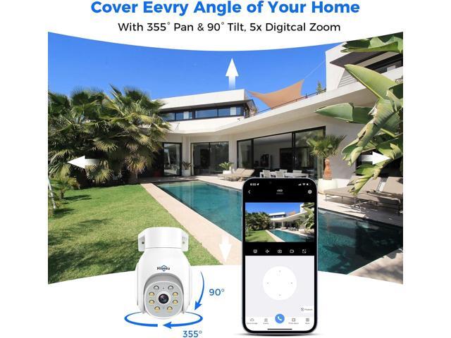 Hiseeu Wireless Security Camera Outdoor, 2.4G/5G 3MP WiFi Camera, Color Night Vision, Auto Tracking, Pan/Tilt, 360° View, Motion Detection, Two-Way...