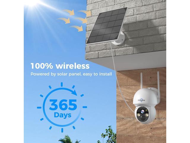 Hiseeu Solar Security Camera, 2PCS 4MP Wireless WiFi Camera Outdoor, PTZ 360° View, PIR Motion Detection, Color Night Vision, IP66, 2-Way Audio,...