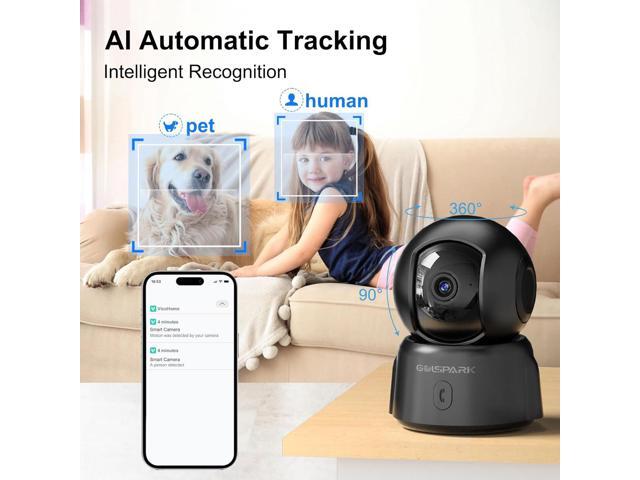 GOLSPARK Dog Pet Camera for Home Security 2K,2.4GHz WiFi Camera Baby Monitor for Room with Motion Tracking Detection Night Vision,Two-Way Audio...
