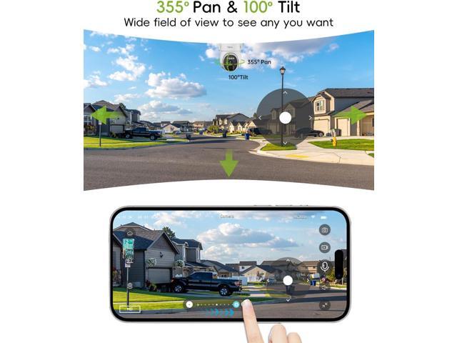 2.4G/5G Security Cameras Wireless Outdoor, 2K Solar Camera for Home Security, Battery Powered, 360° PTZ/Color Night Vision/2Way Talk/Compatible...