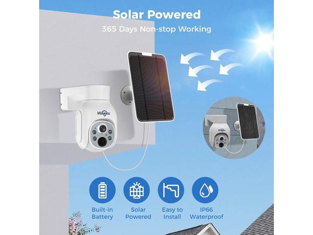Hiseeu Solar Security Camera System, 4MP 100% System with 10' LCD, 360° PTZ, Color Night Vision, Motion Detection, 2.4G WiFi Home Security System,...