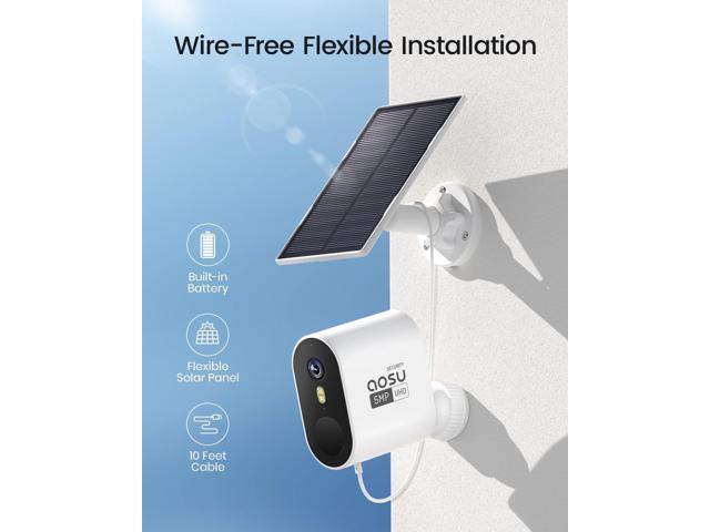 AOSU 3K/5MP Solar Security Cameras Outdoor Wireless, Ultra HD Video Home Security System 4-Cam Kit with 166° Ultra Wide Angle, Cam-to-Cam Sync,...