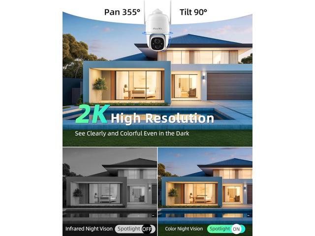 Wireless Solar Security Camera Outdoor, Home Security Cameras with Solar Panel 360° Live View, 2K Color Night Vision, AI Motion Detection, IP66...