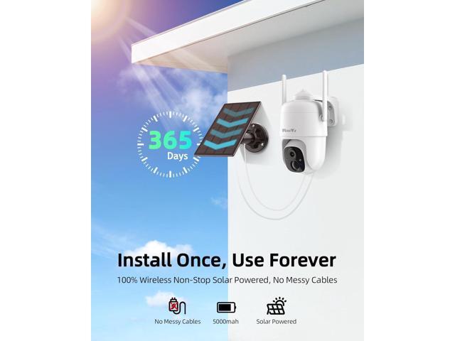 Wireless Solar Security Camera Outdoor, Home Security Cameras with Solar Panel 360° Live View, 2K Color Night Vision, AI Motion Detection, IP66...