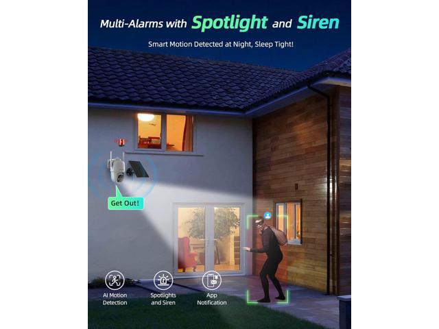 Wireless Solar Security Camera Outdoor, Home Security Cameras with Solar Panel 360° Live View, 2K Color Night Vision, AI Motion Detection, IP66...