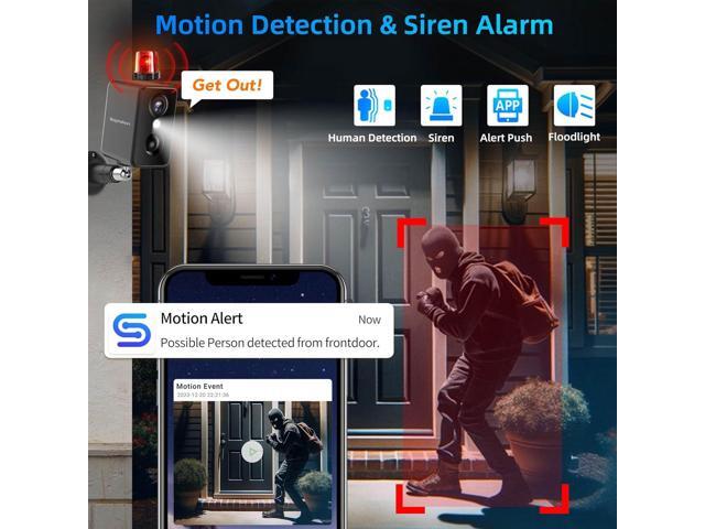 Septekon 2K Security Cameras Wireless Outdoor 4 Pack, Solar Battery Powered Camera with Two Spotlights, PIR Motion Detection Siren, Color Night...