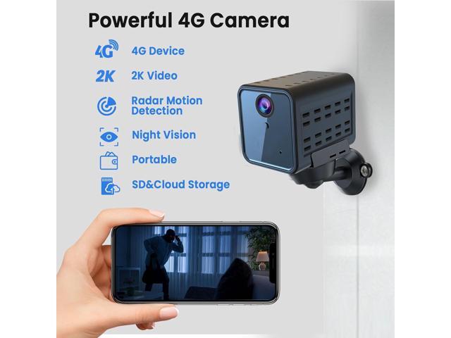 javiscam 4K Cellular Security Camera, No WiFi Camera SIM Card Included, Not Support WiFi, Radar Motion Sensor, FHD 4G Car Security Camera, 20-Day...