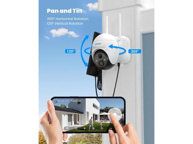 ieGeek Security Camera Outdoor, 2K Wireless WiFi 360°PTZ Camera, Solar Battery Powered Surveillance Camera with Spotlight/Siren/Motion...