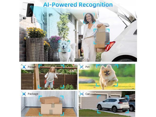 Septekon 2K Security Cameras Wireless Outdoor 4 Pack, Solar Battery Powered Camera with Two Spotlights, PIR Motion Detection Siren, Color Night...