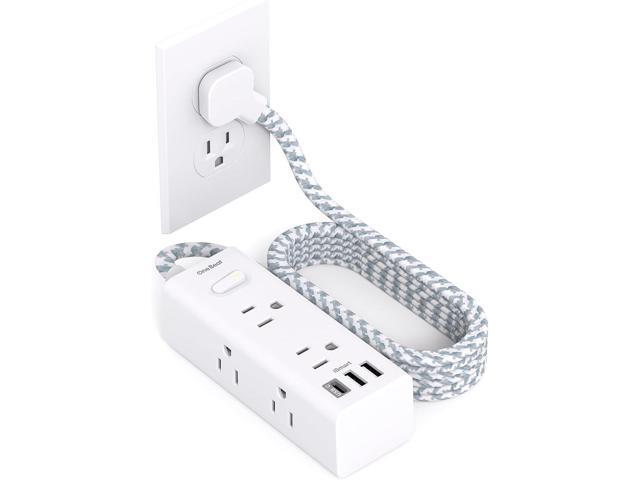 Power Strip Surge Protector - 6 Widely Outlets with 3 USB Ports(1 USB C), 3 Sided Outlet Extender, Flat Plug Extension Cord, Wall Mount Small Power...