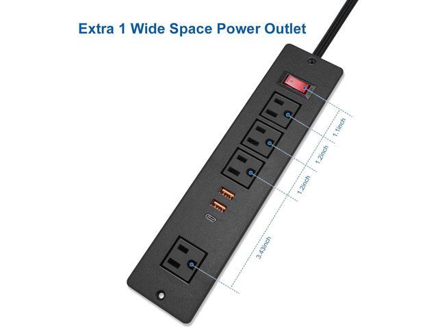 Desktop Recessed Power Strip USB C (Fast Charge 20W),Mounted Desk Plug in Extension Cord 4 Outlets (1 Extra Wide Space) w 3 USB Ports (w Switch)...
