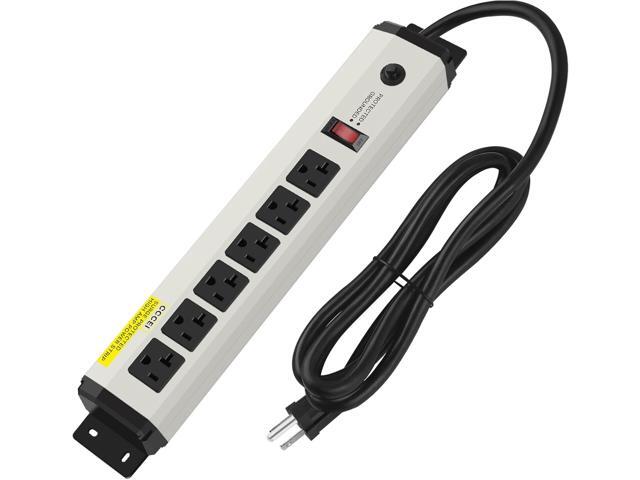 CCCEI 12 Gauge Heavy Duty Power Strip Surge Protector 4800J, 20 Amp 6 Plug Industrial Shop Garage Metal Multiple Outlets, 6 FT Extension Cord 5-15P...