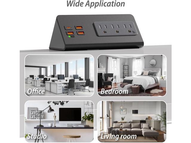 Upgraded,Desk Edge Clamp Mount Power Strips with USB Ports, PD20 W Fast Charging USB-C Port and 3 AC Outlets, Nightstand Charging Station,Office...