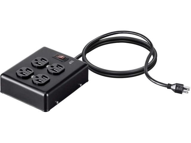 Monoprice Heavy Duty Metal Surge Protector - 4 Outlet Power Strip, 180 Joules, UL Certified, 6 Feet Cable, Black