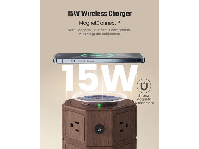 Power Strip Tower with 15W Wireless Charger, SUPERDANNY 1050J Surge Protector Tower 13A Charging Station with 12 AC Outlets & 6 USB Ports (2 USB...