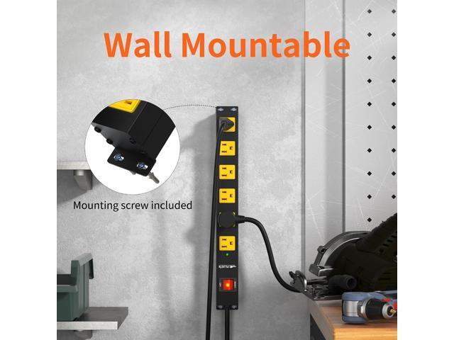 Power Strip 2700J Surge Protector, 6 Outlet Heavy Duty Power Strips with Flat Plug and 6FT Long Cord, Wall Mountable Metal Outlet Strip for Desk,...