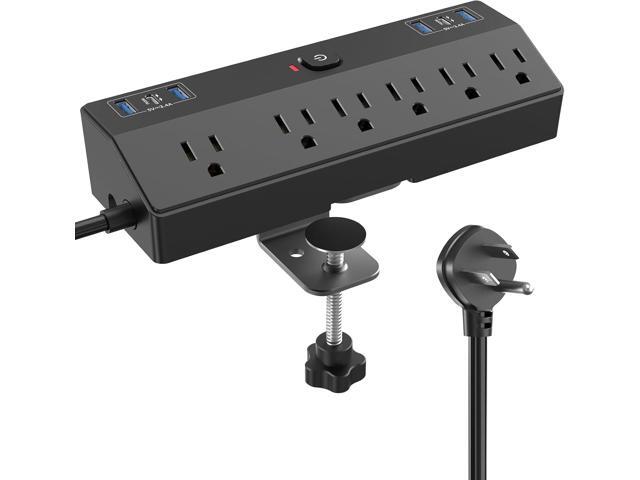 Desk Clamp Power Strip with 40W Fast Charging Station, JXGUCAT Removable Desk Clamp Mount Power Strip Surge Protector, 2 USB-C Ports, 6 AC Outlets...