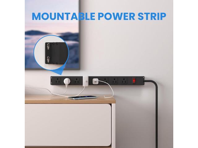 8 Outlet Power Strip with 6FT Long Power Cord Heavy Duty Metal Power Strip Wall Mount for Kitchen,Office,School,Commercial,Workshop,Industrial...