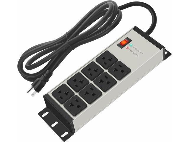 CCCEI Heavy Duty Power Strip Surge Protector 20 AMP, 8 Outlets 12 Gauge Industrial Shop Garage Metal Multiple Outlets, 6 FT Extension Cord 5-15P...