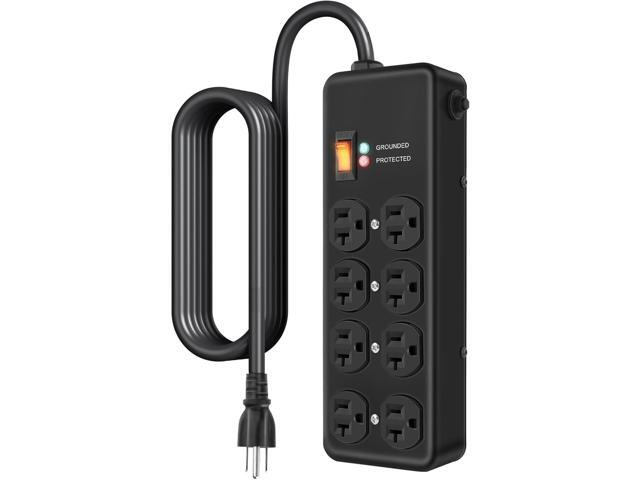 Heavy Duty Surge Protector 20Amp,Metal Power Strip with 8 Outlets,Wall Mount Surge Protector 4800J,12 Gauge 10FT Extension Cord 5-15P Adapter...