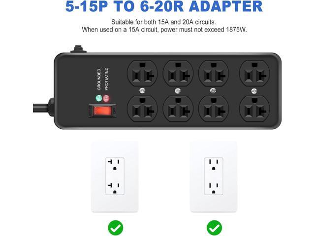 Heavy Duty Surge Protector 20Amp,Metal Power Strip with 8 Outlets,Wall Mount Surge Protector 4800J,12 Gauge 10FT Extension Cord 5-15P Adapter...