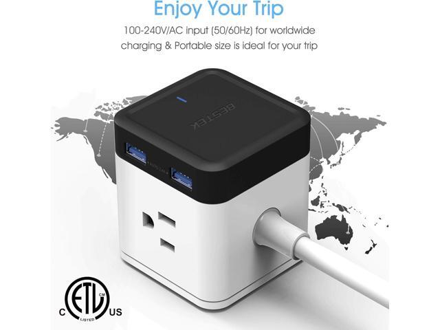 BESTEK Power Strip with USB, Multiple Plug with 3 Outlets 4 USB, 5 ft Extension Cord,Flat Plug Surge Protector Tower,Power Delivery Charging for...