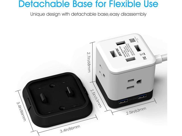 BESTEK Power Strip with USB, Multiple Plug with 3 Outlets 4 USB, 5 ft Extension Cord,Flat Plug Surge Protector Tower,Power Delivery Charging for...