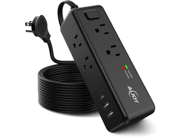 Power Strip Surge Protector, 5 FT Extension Cord with 8 AC Ports and 3 USB Ports (1 USB C), 3-Side Outlet Extender Strip, Flat Plug, Wall Mount,...