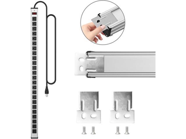 24 Outlets Extra Long Power Strip,Heavy Duty Metal Socket Power Strip,Metal Power Strip with 15-Foot Extension Power Cord,ETL Certified