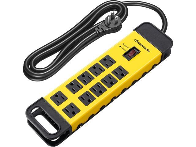 DEWENWILS 10-Outlet Metal Surge Protector Power Strip, UL Listed, 6Ft Cord Flat Plug, 15A Circuit Breaker, 14AWG 1440Joules, Heavy Duty Industrial...