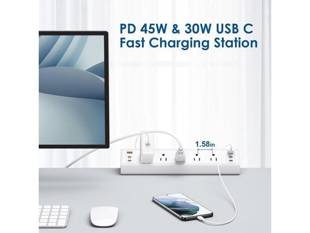 Desk Clamp Power Strip USB C,75W Total Fast Charging Station,45W and 30W USB-C Ports,Desk Edge Mount Power Strip 6-USB Ports,5 AC Outlets Tabletop...