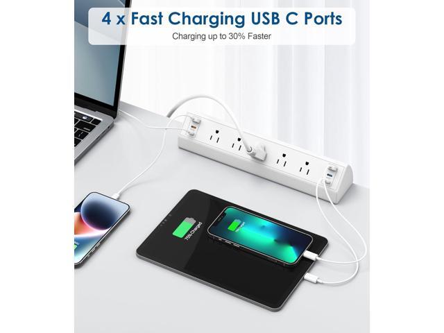 Desk Clamp Power Strip USB C,75W Total Fast Charging Station,45W and 30W USB-C Ports,Desk Edge Mount Power Strip 6-USB Ports,5 AC Outlets Tabletop...