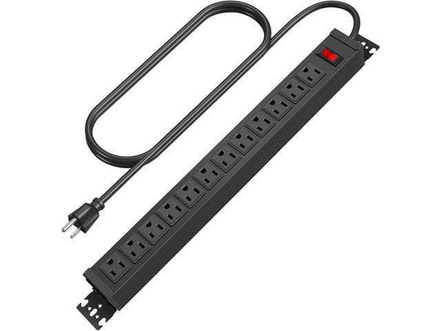 HHSOET Rotating Mountable Power Strip, 12 Outlet Wall Mount Surge Protector, Metal Heavy Duty and Versatile Outlet Strip, Stylish Appearance,...