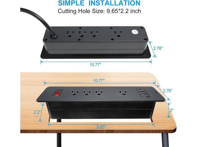8 Outlets Dual Side USB C Recessed Power Strip Flush Mount Charging Station Built in Desk Multiple Power Socket for Furniture Cabinet Table...