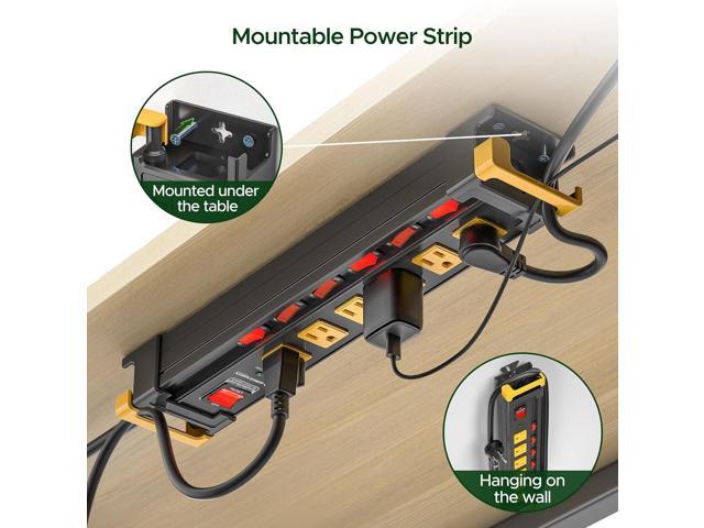 6 Outlet Heavy Duty Power Strip with Individual Switches, 3300J Surge Protector Metal Mountable Power Strip, 6FT Cord Management, Wide-Spaced, ETL...