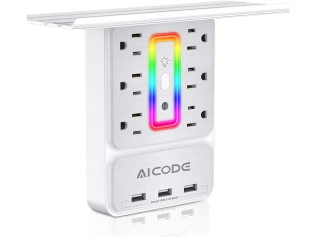 Socket Outlet Shelf,Wall Outlet Surge Protector,6 Electrical Outlet Splitter with 3 USB Outlet,Multi Plug Outlet,Charging Shelf,Outlet Expander...
