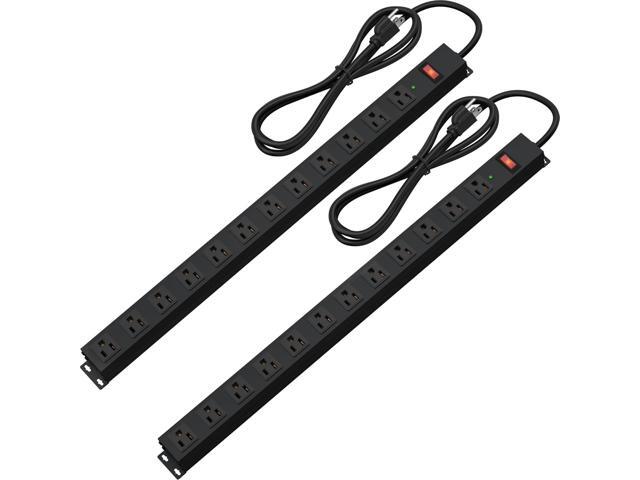 12 Outlet Long Power Strip Surge Protector with 2100 Joules, 6FT Power Cord, Wide Spaced Outlet Power Bar, Overload Protection Switch, Industrial...