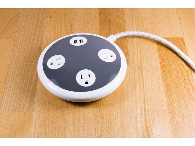 Jasco Surge Protector Power Strip with USB Charger, 3 Outlets, 2 USB Ports, 2.4A Fast Charging, 8 ft Braided Extension Cord, Flat Plug, 450 Joules,...