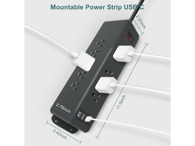 9 Outlets Wall Mount Power Strip with USB C HdcTek Double Side Outlet Extender Fast Charge USB-A Ports & 1 PD USB-C Port Flat Plug Mountable Desk...
