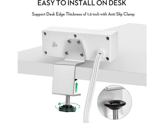 Desk Clamp Power Strip with USB Ports Desktop Mounted Power Outlets Table Edge Power Charging Station 6.56 FT Extension Power Cord for Home Office...