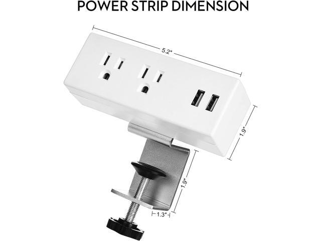 Desk Clamp Power Strip with USB Ports Desktop Mounted Power Outlets Table Edge Power Charging Station 6.56 FT Extension Power Cord for Home Office...