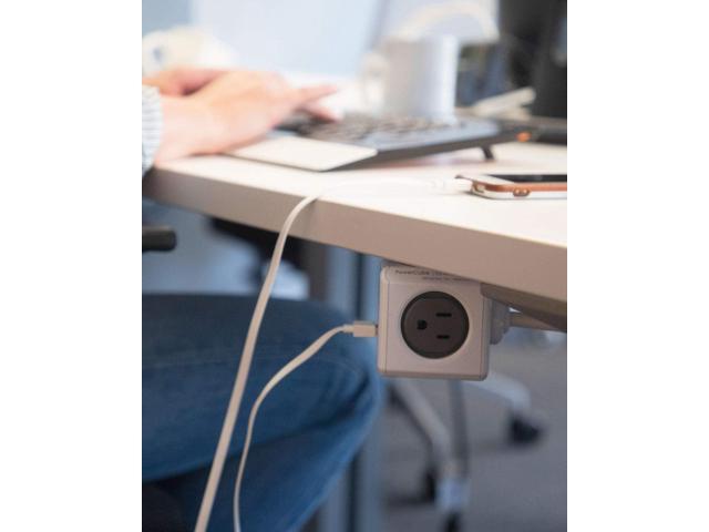 Power Strip, Allocacoc PowerCube Extended, 4 Outlets 2 USB Ports, 5 feet Cable, Surge Protection, Mounting Dock, Compact for Travel, Home and...