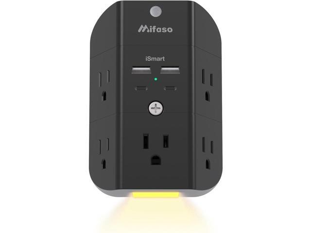 Surge Protector Outlet Extender with Night Light, 5-Outlet Splitter and 4 USB Ports (2 USB C Charger), Multi Plug Wall Outlet for Home, Dorm Room...