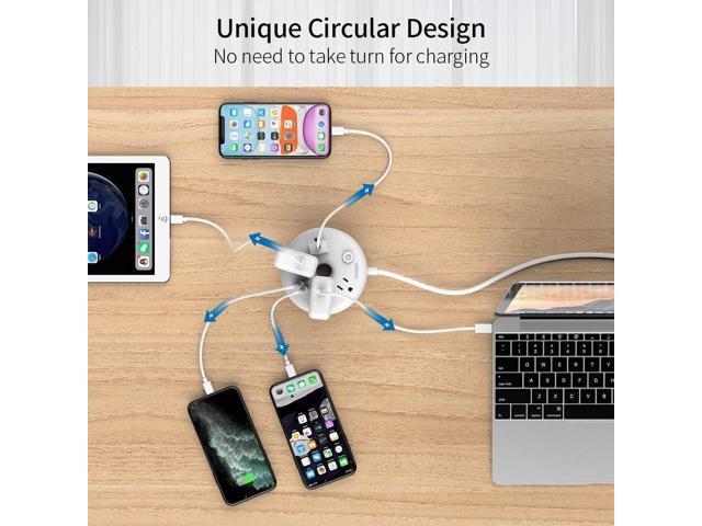 NTONPOWER Extra Long Extension Cord 25 ft, Flat Plug Power Strip with USB Ports, 3 Outlet Desktop Charging Station, Compact Wall Mount, Circuit...