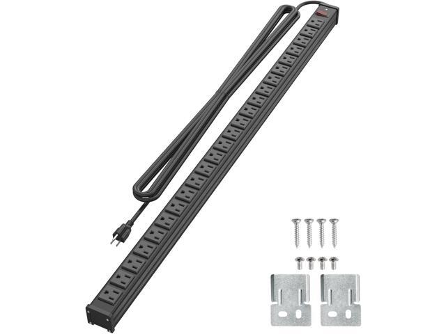 QBA 24 Outlet Metal Power Strip, Extra Long Heavy Duty Power Strip with 10FT Extension Cord, Mountable for Warehouse Garage Workench, ETL Listed,...
