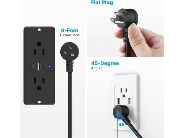 CCCEI Recessed Power Strip with Outlet and USB C Ports, Furniture Flush Mount Power Strip, Small Desk Hidden Outlet for Conference Table,...